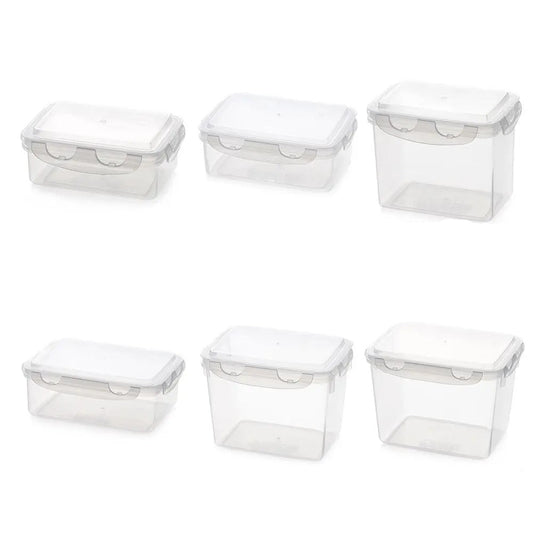 Boîte à Lunch Hermétique en Plastique – 300 ml à 2,35 L, ensemble de six récipients transparents avec couvercles