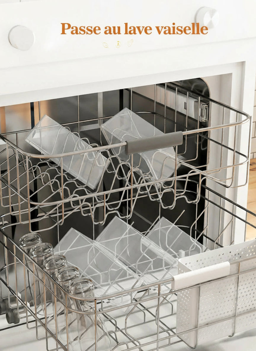 Boîte alimentaire hermétique 13 pièces en cours de lavage dans un lave-vaisselle moderne