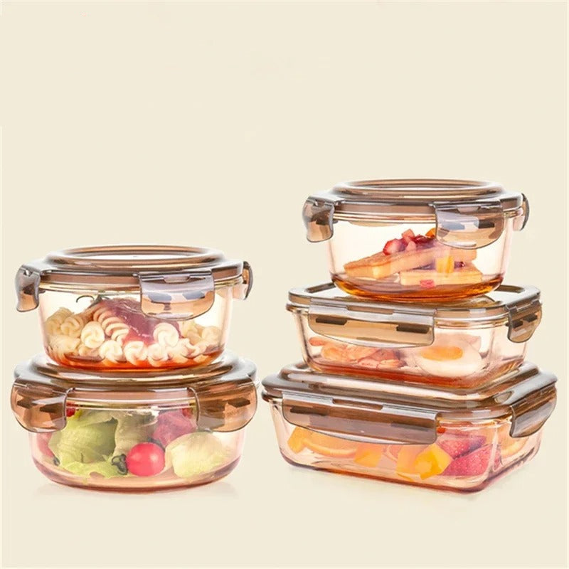 Boîte hermétique aliment en verre avec couvercles en silicone, idéale pour conserver des aliments en toute sécurité