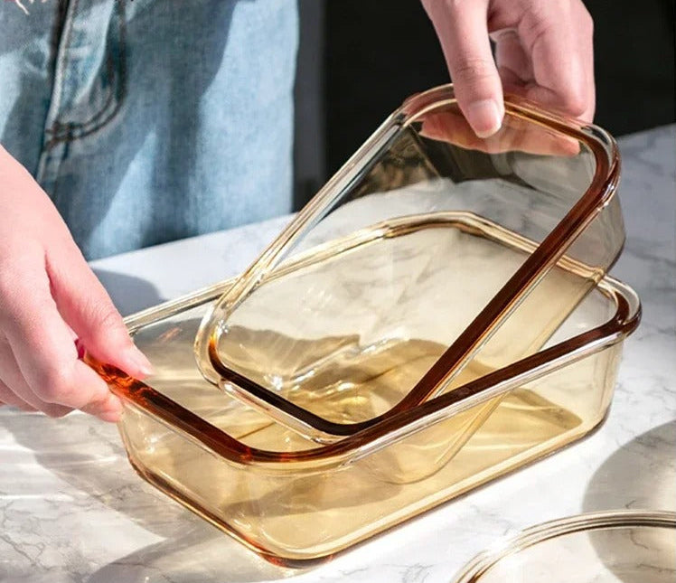 Boîte hermétique aliment en verre avec couvercle, idéale pour conserver et réchauffer des plats au micro-ondes