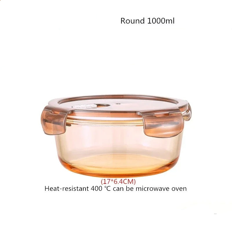 Boîte hermétique aliment en verre de 1000ml compatible micro-ondes, idéale pour le stockage et le transport des repas