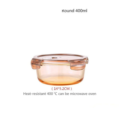 Boîte hermétique aliment en verre de 400 ml, compatible micro-ondes, idéale pour la conservation des aliments.