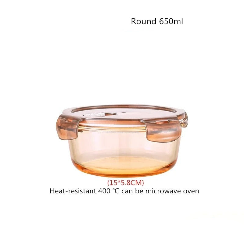 Boîte hermétique aliment en verre rond de 650ml, compatible micro-ondes et réutilisable pour conservation