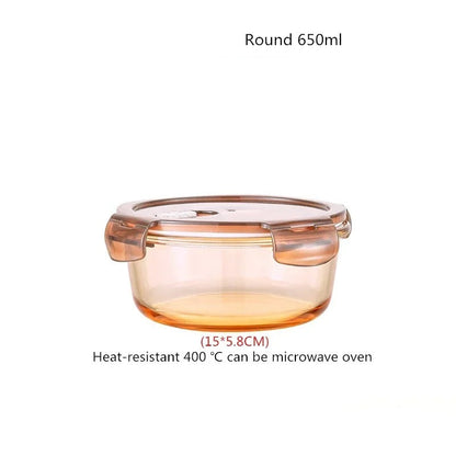 Boîte hermétique aliment en verre rond de 650ml, compatible micro-ondes et réutilisable pour conservation