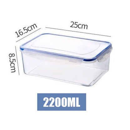 Boîte hermétique alimentaire de 2200ML avec couvercle transparent et dimensions de 25cm x 16.5cm x 8.5cm