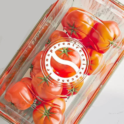 Boîte hermétique pour frigo avec égouttoir contenant des tomates fraîches bien rangées