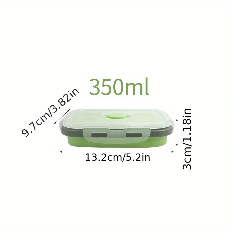 Boîte Repas Silicone Pliable Hermétique de 350ml avec fermeture sécurisée et design compact