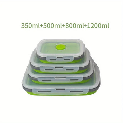 Boîte Repas Silicone Pliable Hermétique avec quatre tailles allant de 350ml à 1200ml