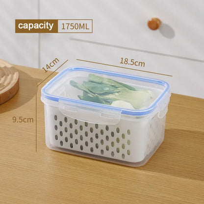Boîte conservation alimentaire hermétique de 1750ml avec couvercle transparent et compartiment pour légumes