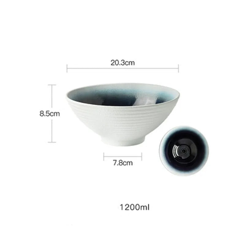 Bol à Ramen en Céramique Style Japonais 1,2 L avec design élégant et dimensions pratiques