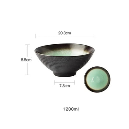 Bol à Ramen en Céramique Style Japonais 1,2 L avec une finition élégante et des dimensions parfaites pour les repas.