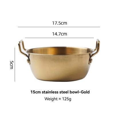 Bol à salade inox 304 de 15 cm en acier inoxydable doré, léger et élégant pour un service pratique.