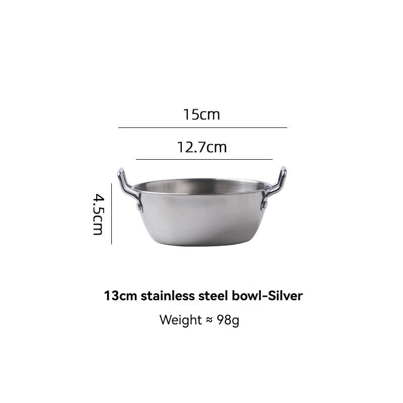 Bol à salade inox 304 de 15 cm avec poignées pour une utilisation pratique en cuisine