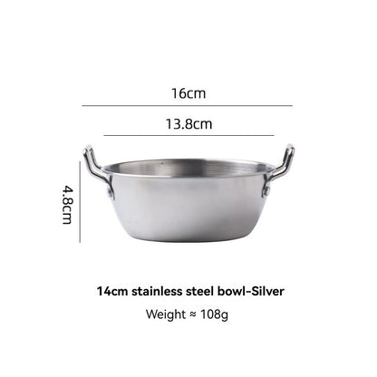 Bol à salade inox 304 de 14 cm en acier inoxydable argenté avec des dimensions précises