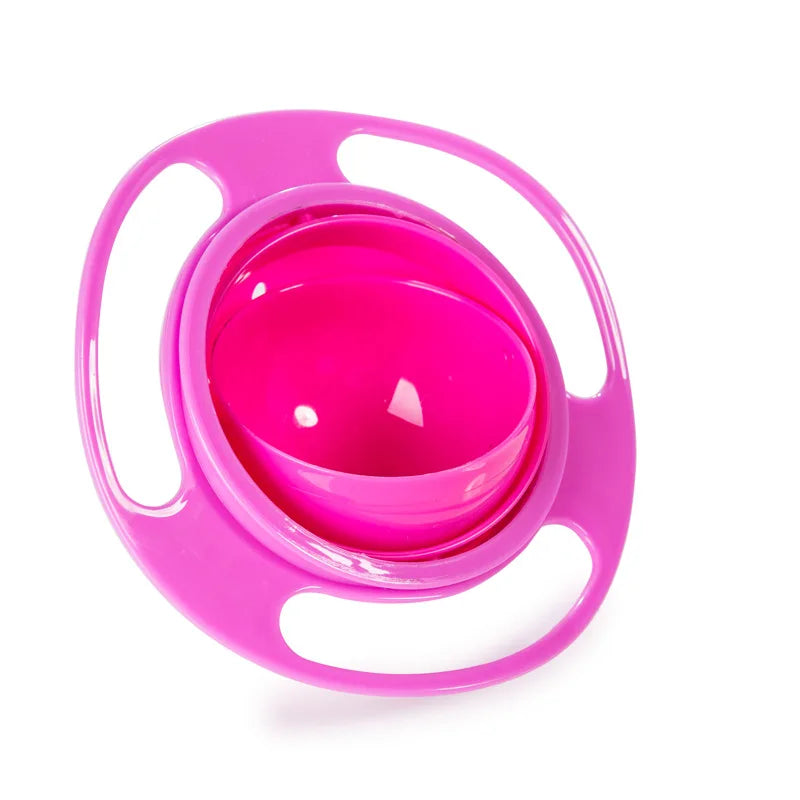 Bol Anti-Déversement Bébé – Gyroscopique avec Couvercle rose pour repas sans éclaboussures