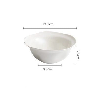 Bol de préparation en céramique blanche avec dimensions de 21,5 cm de diamètre et 7,5 cm de hauteur