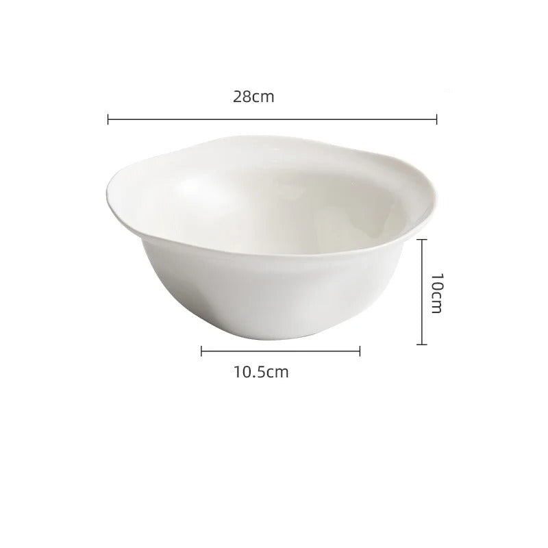 Bol de préparation en céramique blanche de 28 cm, idéal pour la cuisine et la pâtisserie