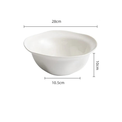 Bol de préparation en céramique blanche de 28 cm, idéal pour la cuisine et la pâtisserie