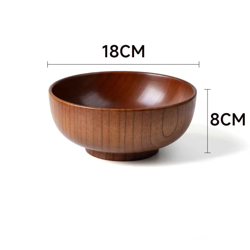 Bol en bois de jujubier de 18 cm, idéal pour servir des plats ou des salades dans sa cuisine