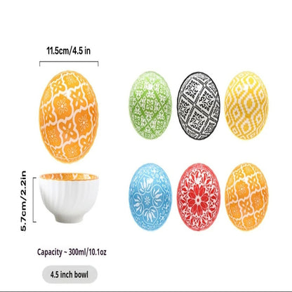 Bol en Céramique – Lot de 6 avec motifs colorés et capacité de 300ml pour servir des plats
