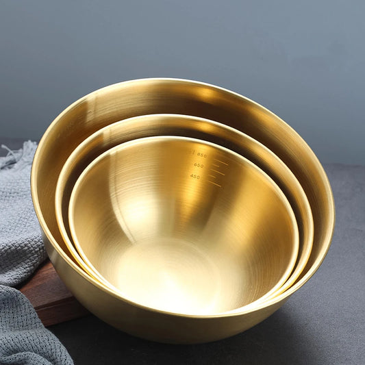 Ensemble de bols en inox doré 1,2L – Élégant, résistant et polyvalent pour vos préparations culinaires