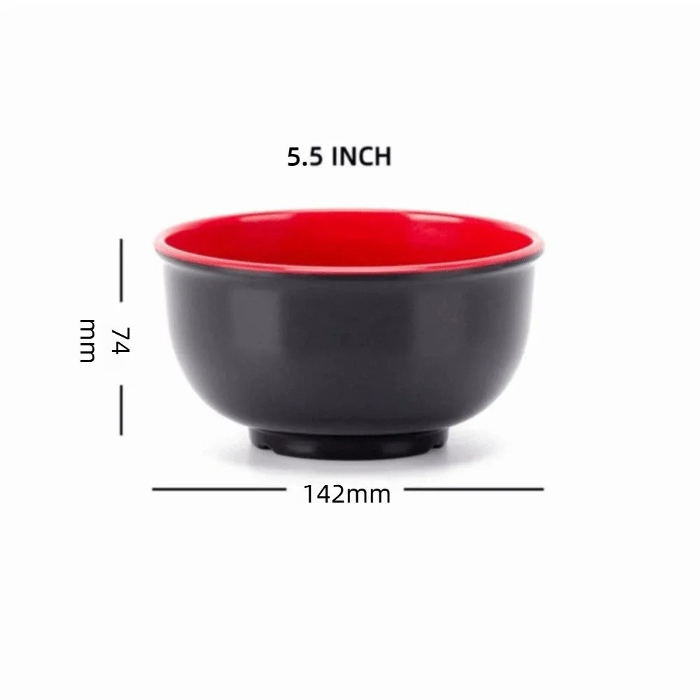 Bol en Mélamine Noir et Rouge de 5,5 pouces avec dimension de 142 mm et 74 mm