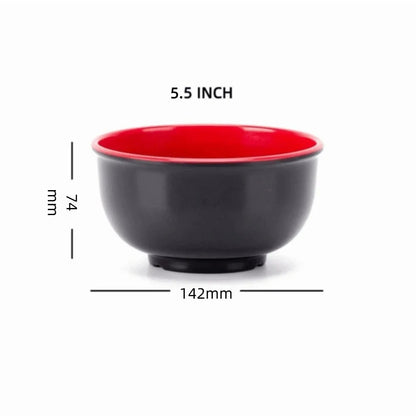 Bol en Mélamine Noir et Rouge de 5,5 pouces avec dimension de 142 mm et 74 mm