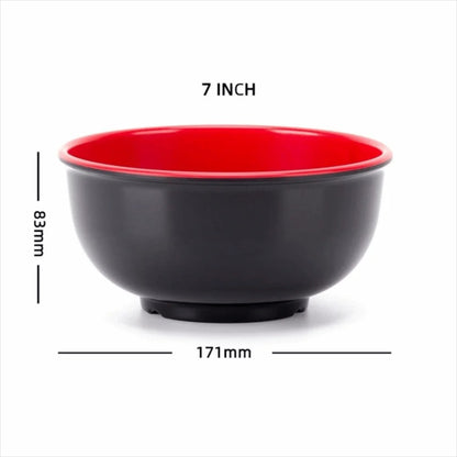Bol en Mélamine Noir et Rouge de 7 pouces avec diamètre de 171 mm et hauteur de 83 mm