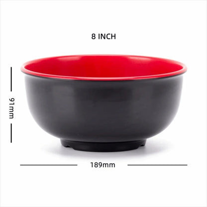 Bol en Mélamine Noir et Rouge de 8 pouces avec une finition élégante pour un service moderne