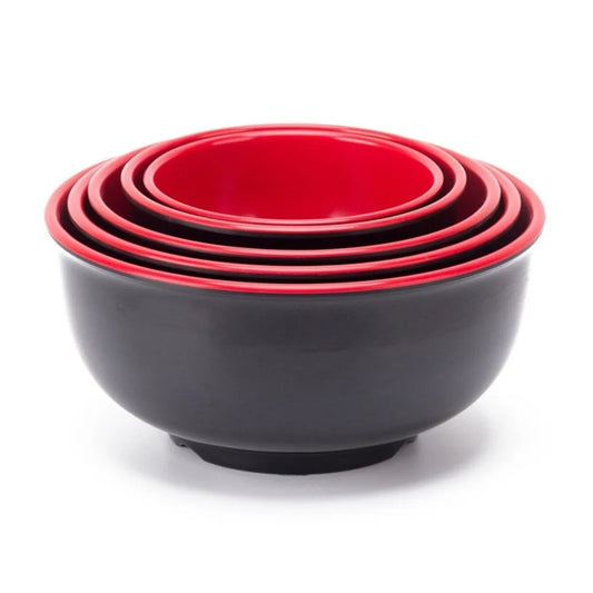 Ensemble de 4 bols en mélamine noir et rouge empilables pour la cuisine moderne