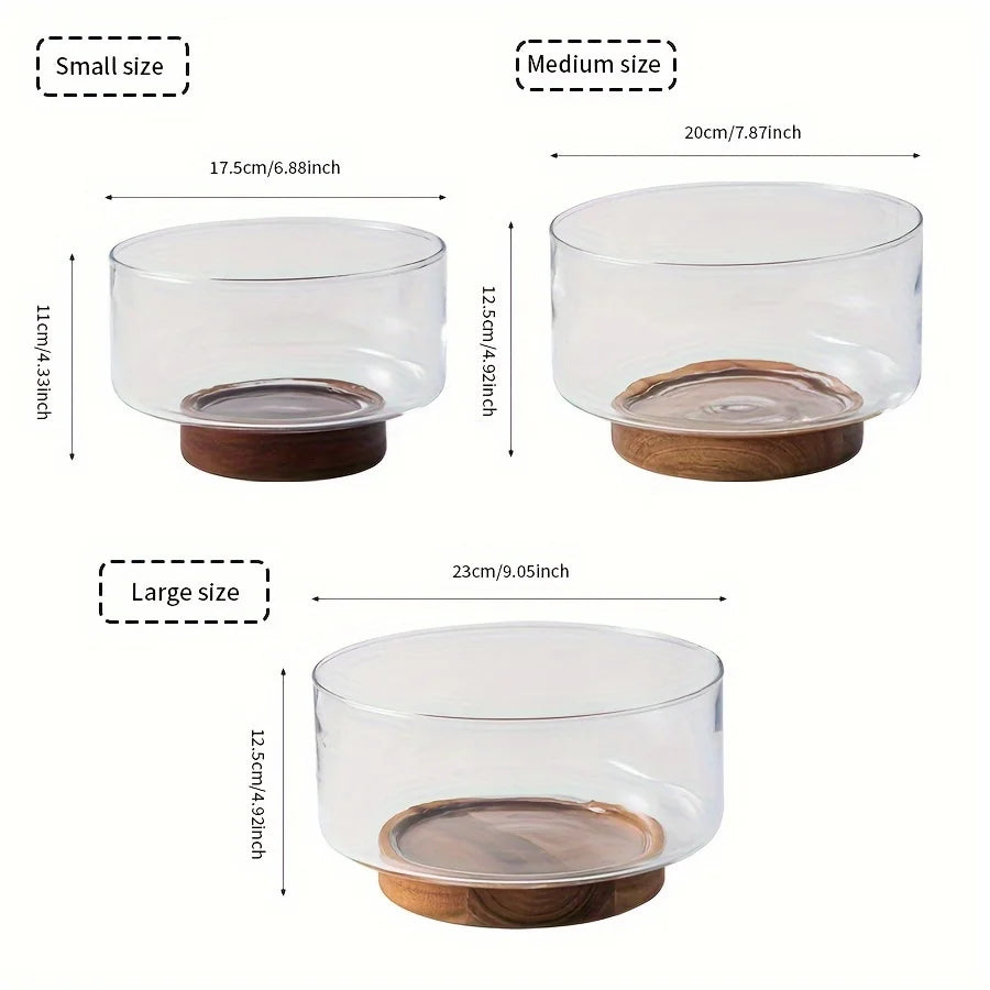 Bol en Verre Transparent – Design Élégant, Polyvalent et Résistant en trois tailles variées