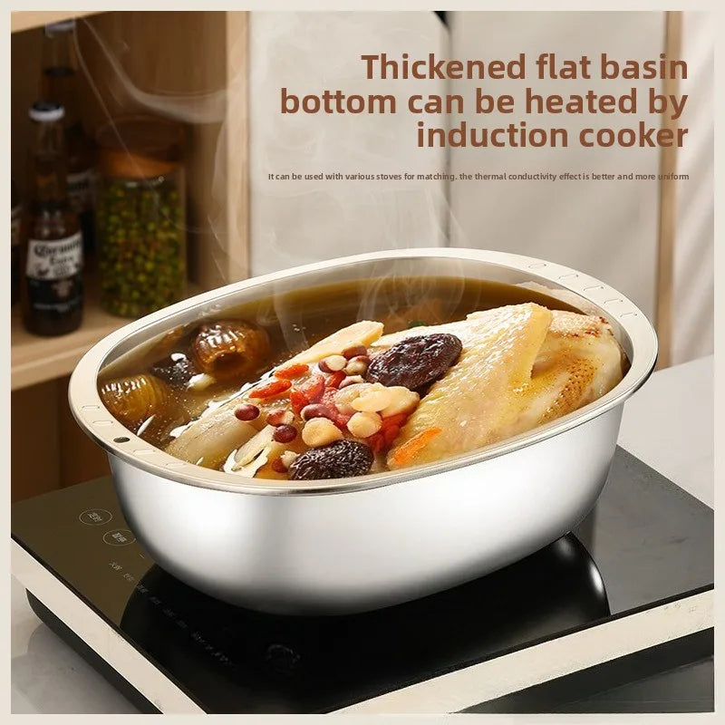 Bol Inox Cuisine 2,5 kg – Mélange, Pétrissage avec aliments cuisinés dans un cuiseur à induction