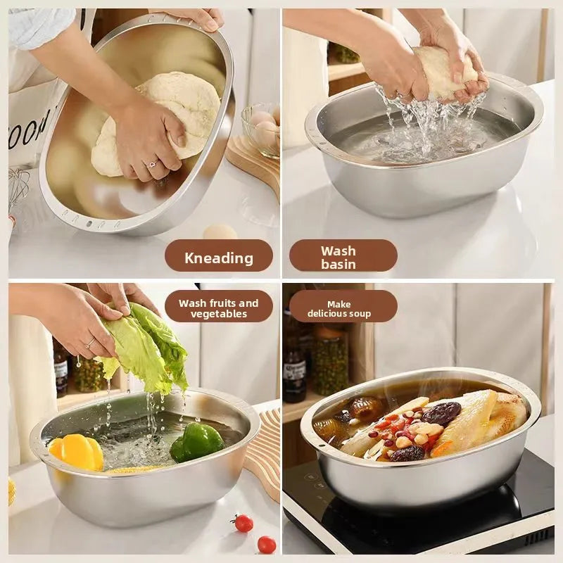 Bol Inox Cuisine 2,5 kg – Mélange, Pétrissage, idéal pour pétrir, laver fruits et légumes, préparer des soupes.