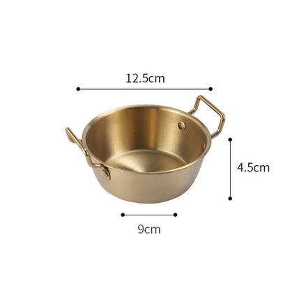 Bol Inox Doré avec Anse Anti brûlure – 12 à 14 cm, ustensile de chef résistant et pratique