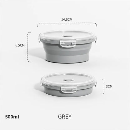 Bol Silicone Alimentaire Rond avec couvercles résistant et réutilisable de 500ml en gris