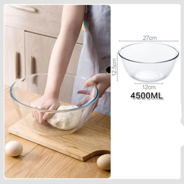 Bol Verre Résistant pour Cuisine – 4 Tailles Disponibles grand bol en verre transparent 4500ml pour pétrir la pâte