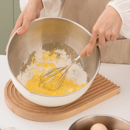 Bols à Mélanger en Acier Inoxydable avec mélange de pâte et fouet en bois pour la cuisine