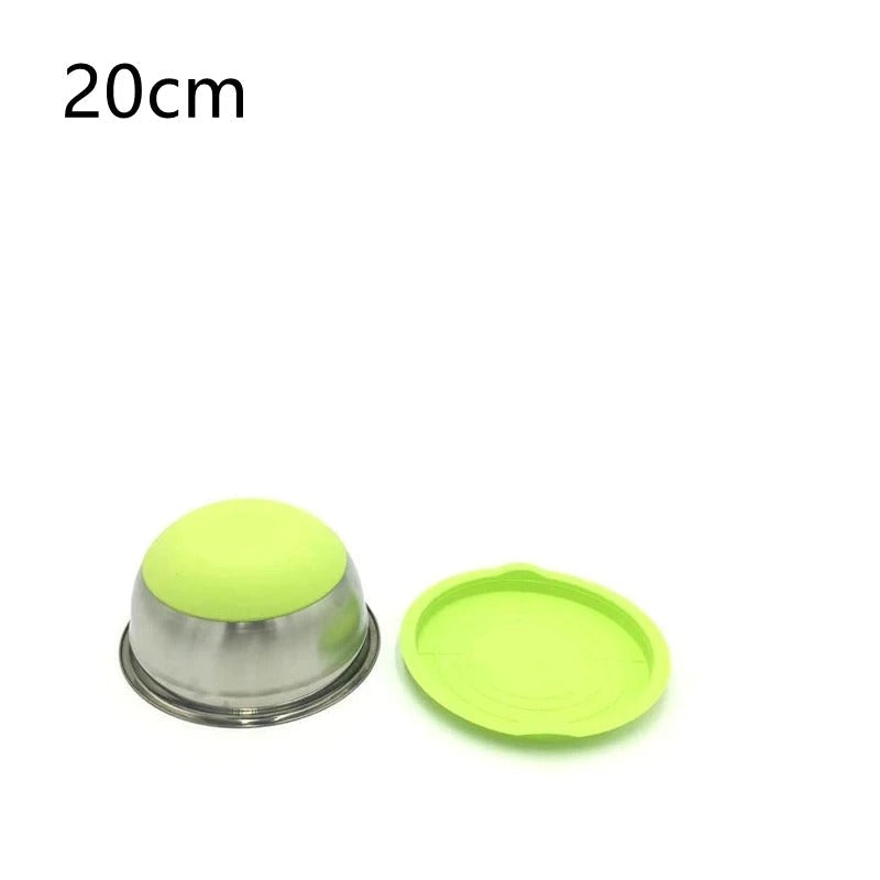 Bol à Mélanger Inox 304 avec Couvercle de 20 cm, idéal pour une utilisation en cuisine