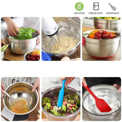 Bols à Mélanger Inox 304 avec Couvercle, idéaux pour préparer, mélanger et conserver les aliments