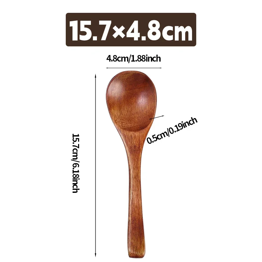 Cuillère en bois naturelle 15.7x4.8cm pour Bols en Bois de Coco Naturels – Lot de 5 Écoresponsable