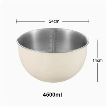 Bols Mélangeurs Inox Blanc – 1,5 L, 2,5 L, 4,5 L avec une grande capacité de 4500 ml pour la cuisine