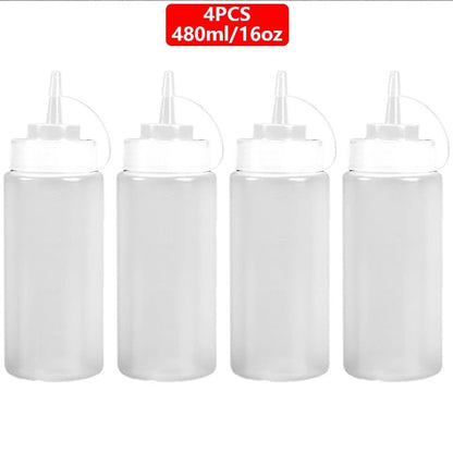 Bouteilles à Sauce Squeeze Réutilisables de 480 ml, paquet de 4, idéales pour la cuisine
