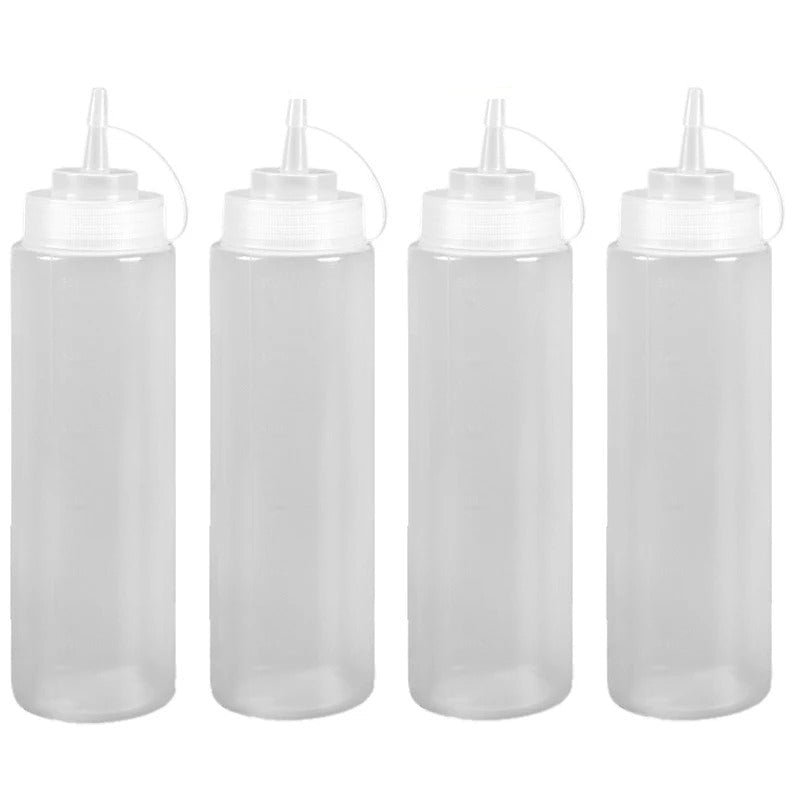Quatuor de Bouteilles à Sauce Squeeze Réutilisables – 360 à 720 ml pour sauces et condiments en cuisine