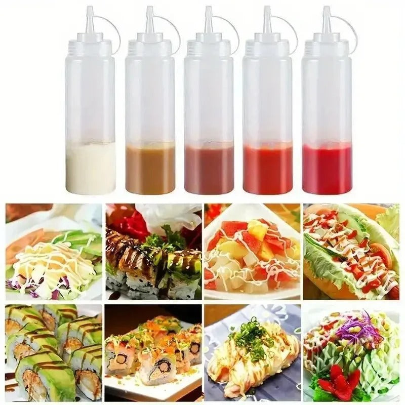 Ensemble de bouteilles à sauce squeeze réutilisables – 360 à 720 ml pour sauces et condiments en cuisine