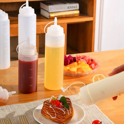Bouteilles à Sauce Squeeze Réutilisables – 360 à 720 ml, idéales pour ajouter des sauces sur des desserts ou plats.