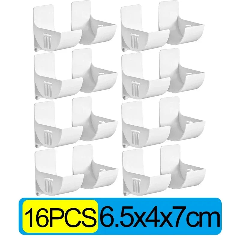 Clips Multifonctions Plastique HIPS – Lot Organisateur 2-20 pcs. 16 clips blancs muraux 6,5x4x7 cm pour rangement cuisine