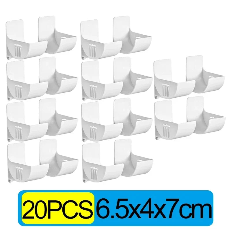 20 clips muraux blancs 6.5x4x7cm, Clips Multifonctions Plastique HIPS – Lot Organisateur 2-20 pcs.