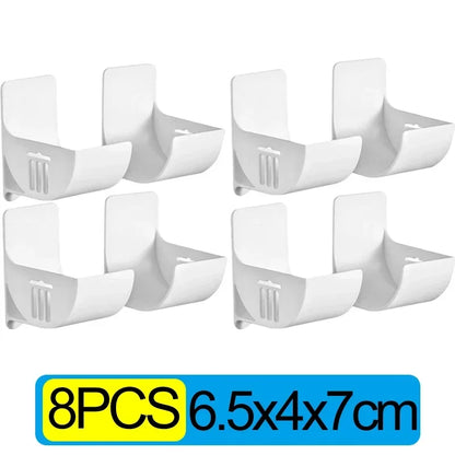 Clips Multifonctions Plastique HIPS – Lot Organisateur 2-20 pcs. Supports muraux blancs 8 pièces 6,5x4x7 cm pour balais et outils