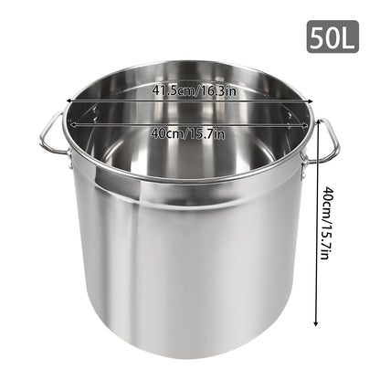 Marmite Inox 50L Professionnelle Bymaocar – Inox, compatible Induction & Gaz avec dimensions précises