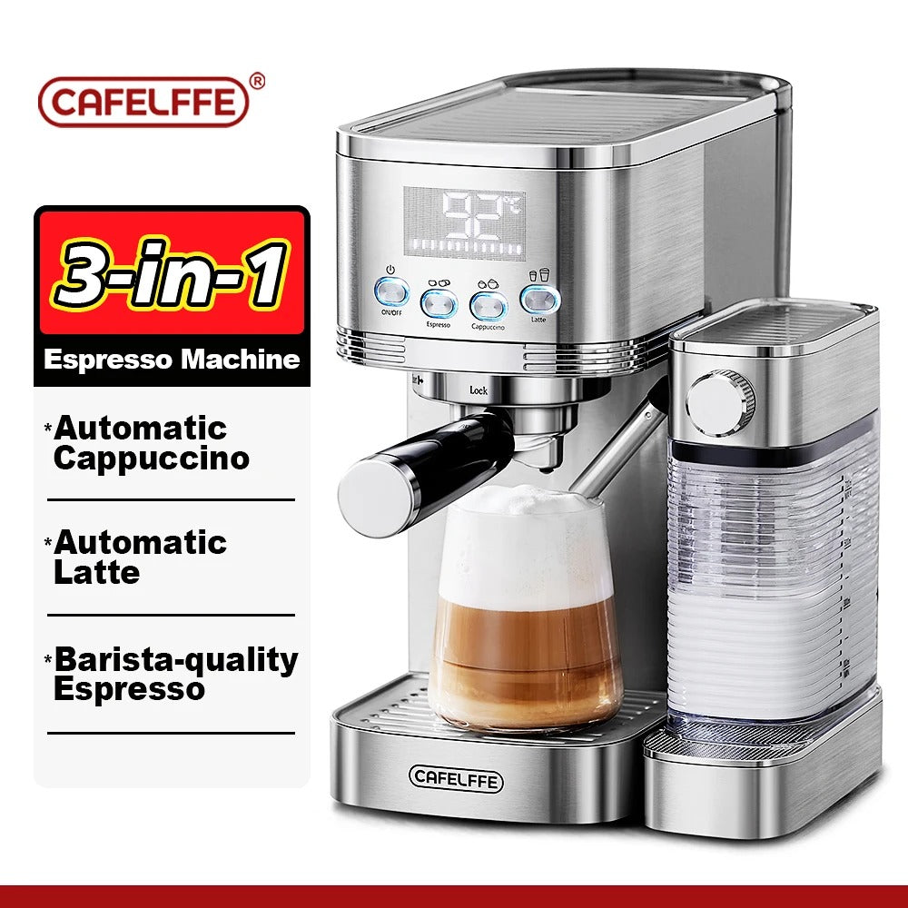 Machine à café automatique avec mousseur à lait intégré pour espresso, cappuccino et latte de qualité barista